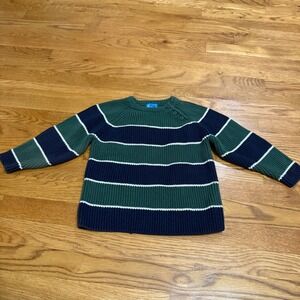 The Childrens Place Boys Striped Sweater 4T Green Navy White Button Shoulder